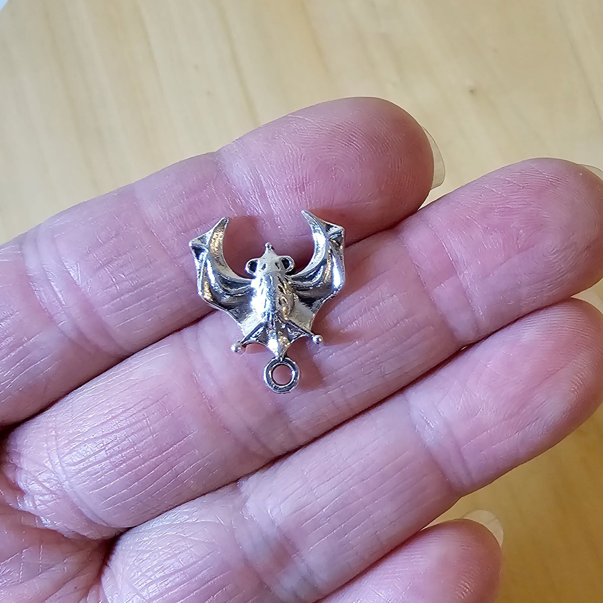 3 Pcs Bat Silver Tone Charms Spooky Halloween #CM017