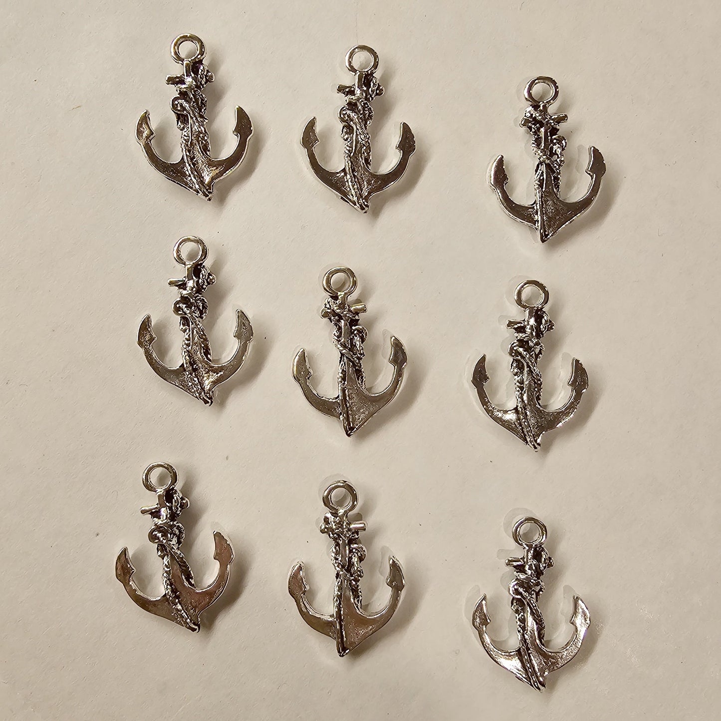 4 Pcs Anchor Rope Silver Tone Charms, Charm #CM019