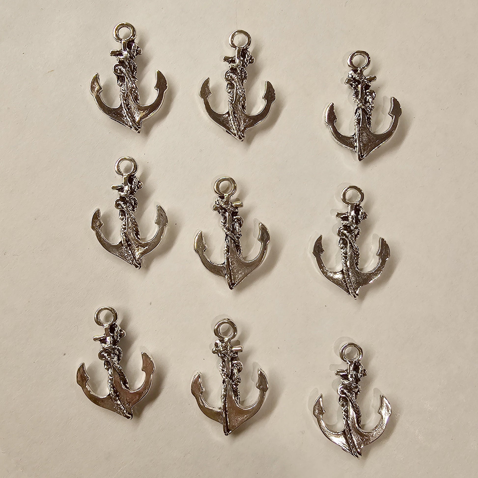 4 Pcs Anchor Rope Silver Tone Charms, Charm #CM019