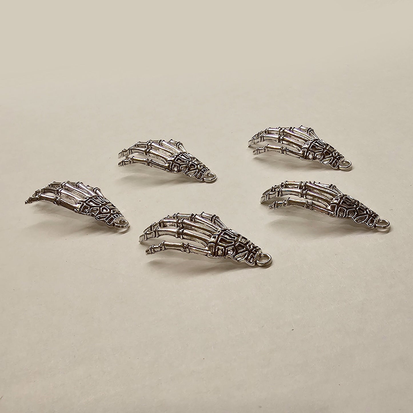 2/10 Pcs Skeleton Hand Silver Tone Charms, Charm #CM014