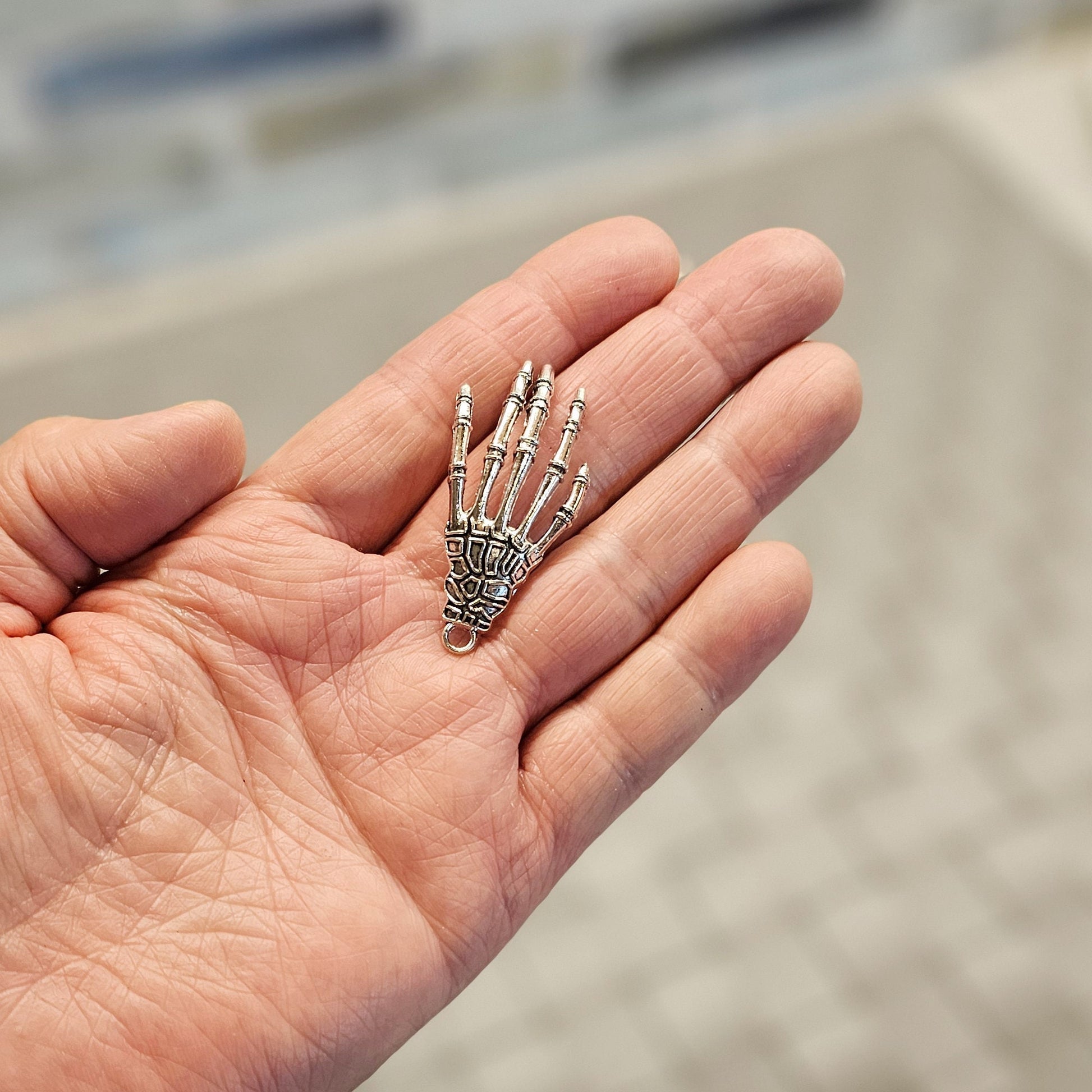 2/10 Pcs Skeleton Hand Silver Tone Charms, Charm #CM014