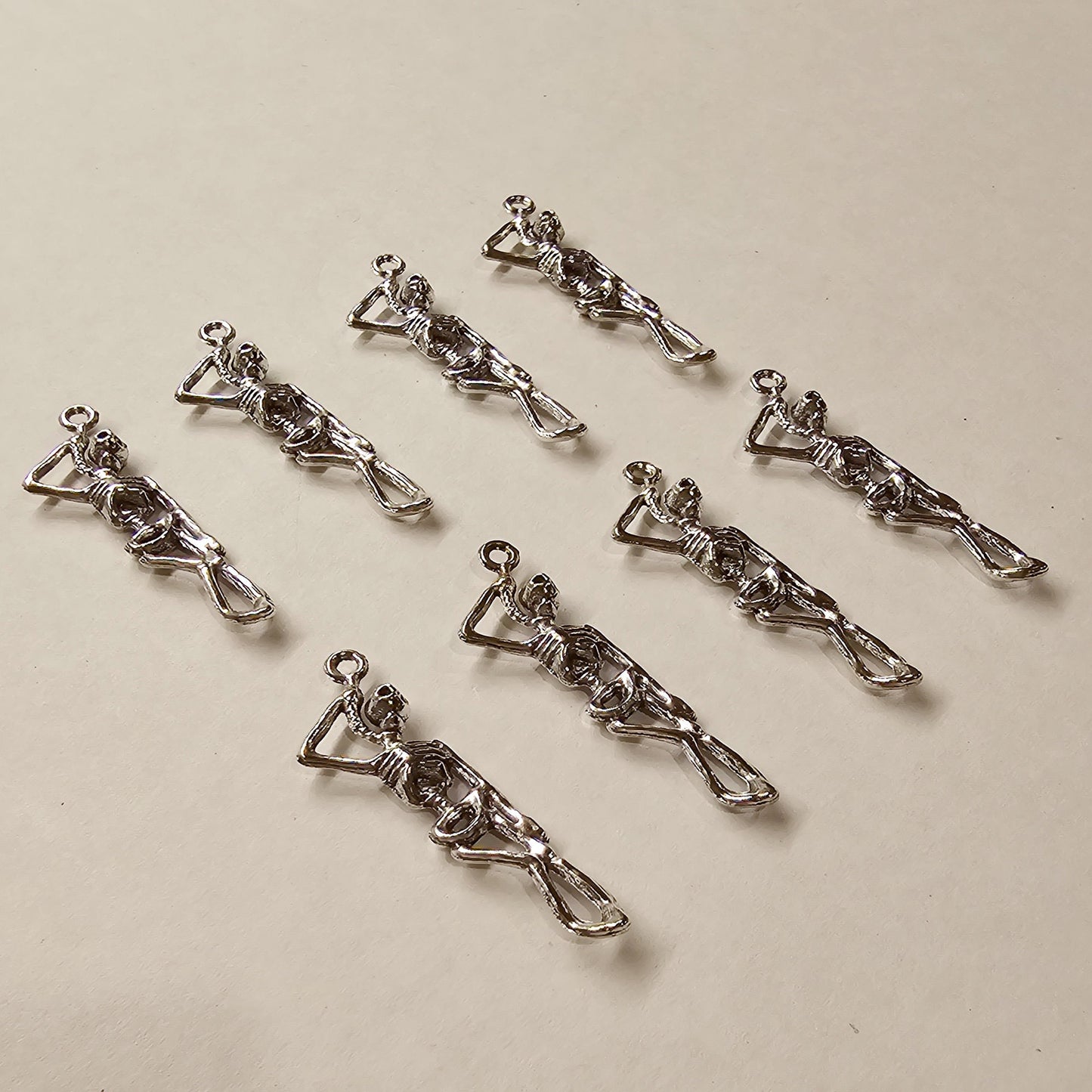 5/10/25 Pcs Skeleton Silver Tone Charms #CM016