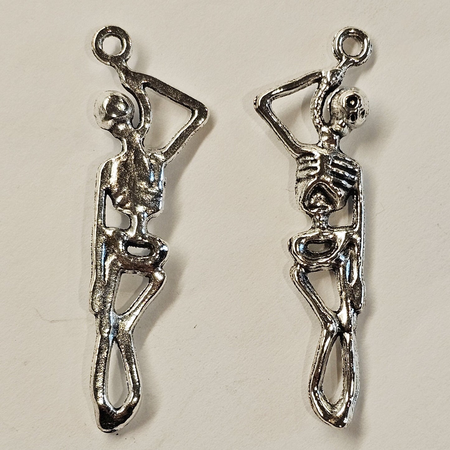 5/10/25 Pcs Skeleton Silver Tone Charms #CM016
