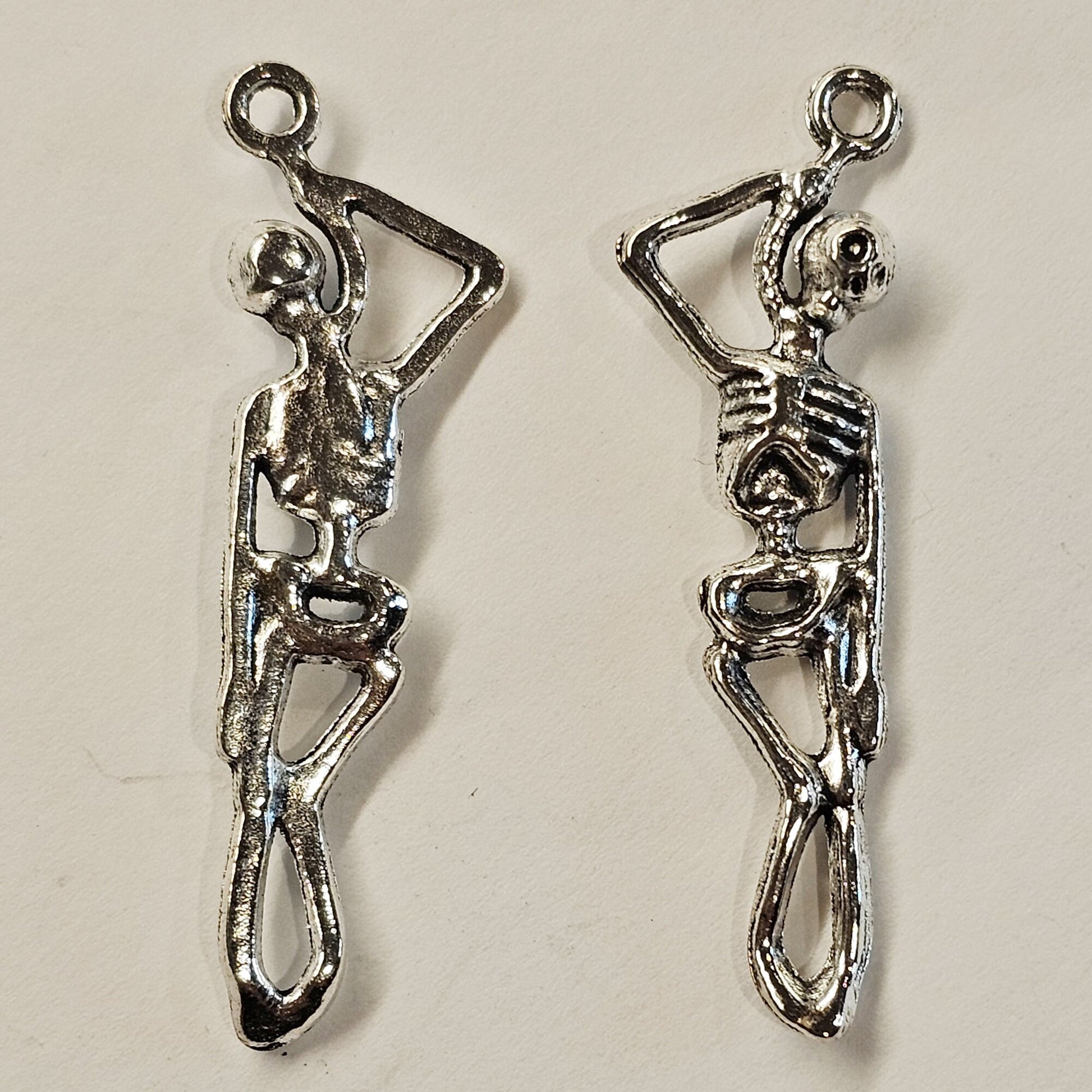 5/10/25 Pcs Skeleton Silver Tone Charms #CM016