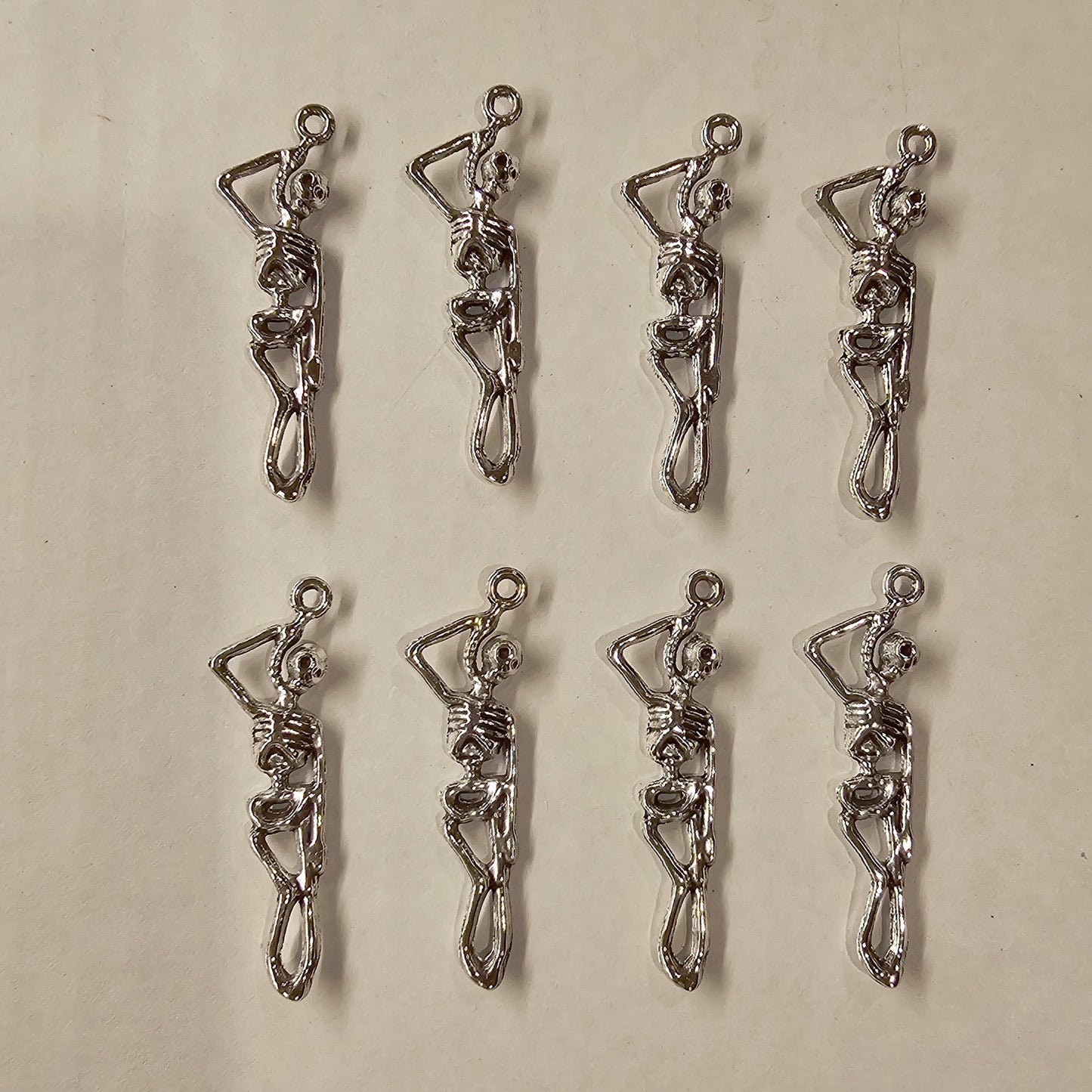 5/10/25 Pcs Skeleton Silver Tone Charms #CM016