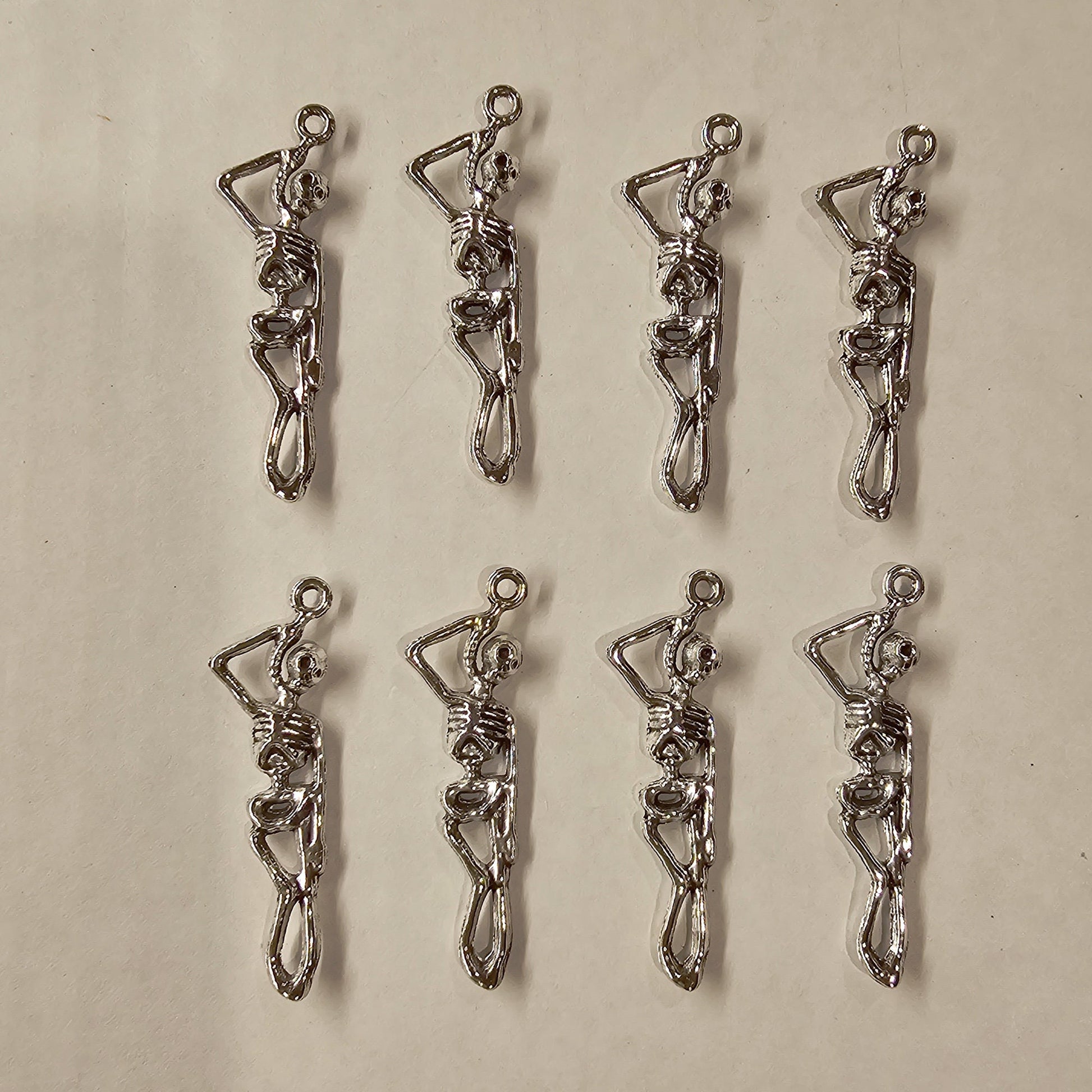 5/10/25 Pcs Skeleton Silver Tone Charms #CM016