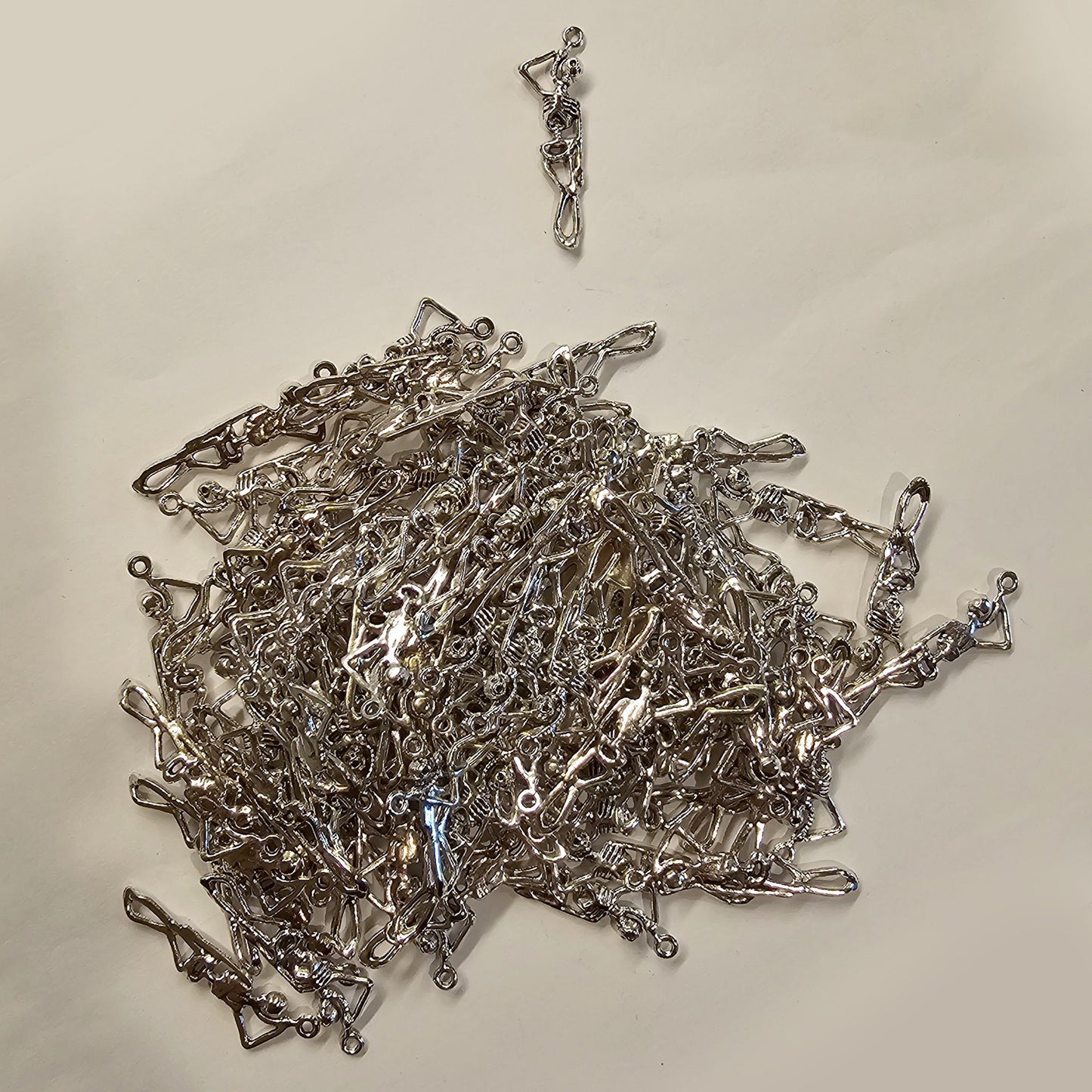 5/10/25 Pcs Skeleton Silver Tone Charms #CM016