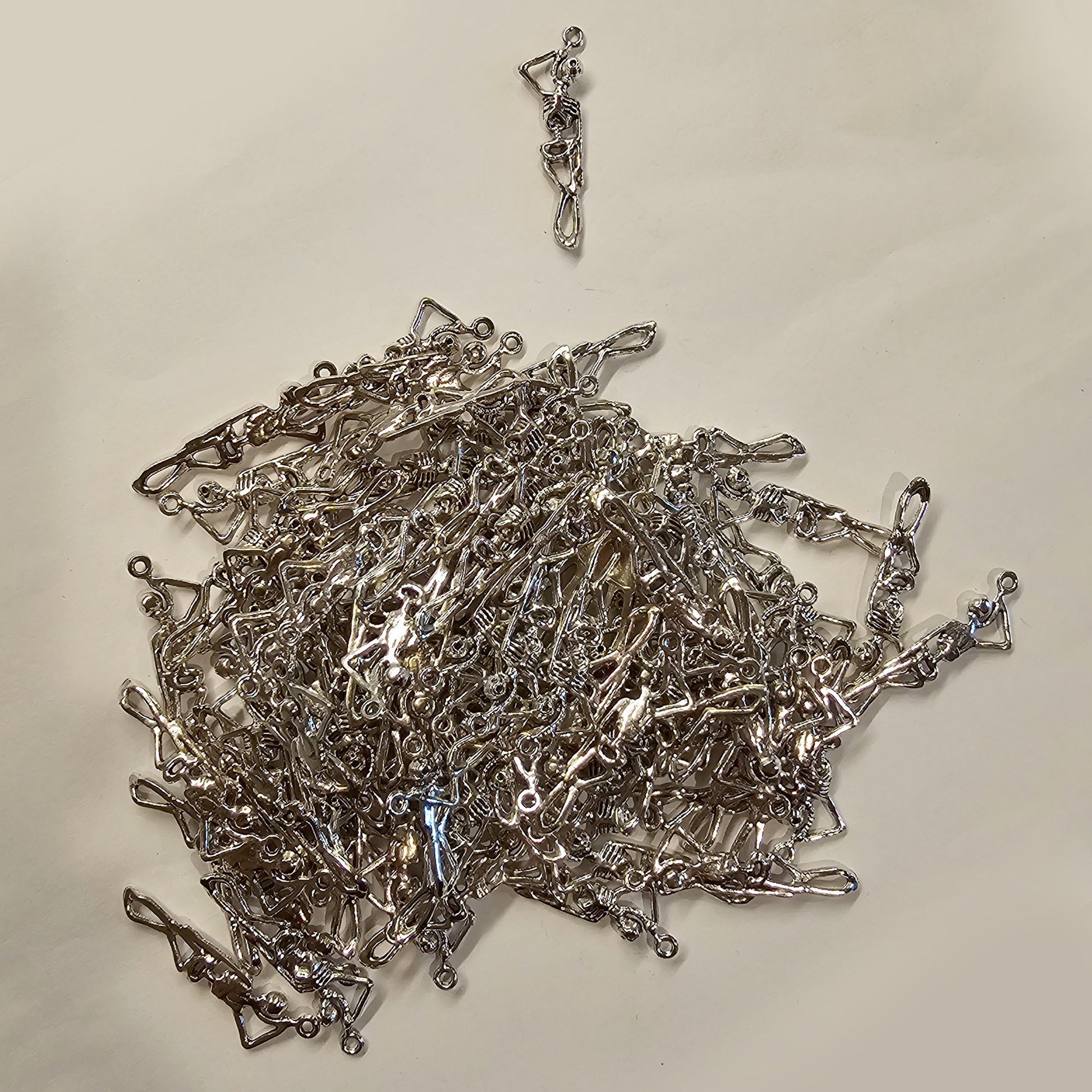 5/10/25 Pcs Skeleton Silver Tone Charms #CM016