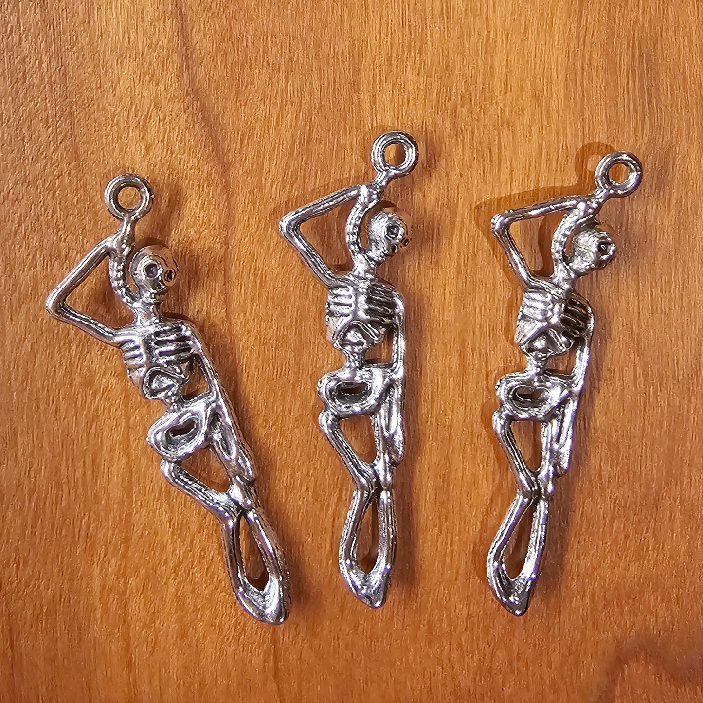 5/10/25 Pcs Skeleton Silver Tone Charms #CM016