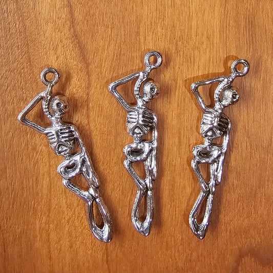 5/10/25 Pcs Skeleton Silver Tone Charms #CM016