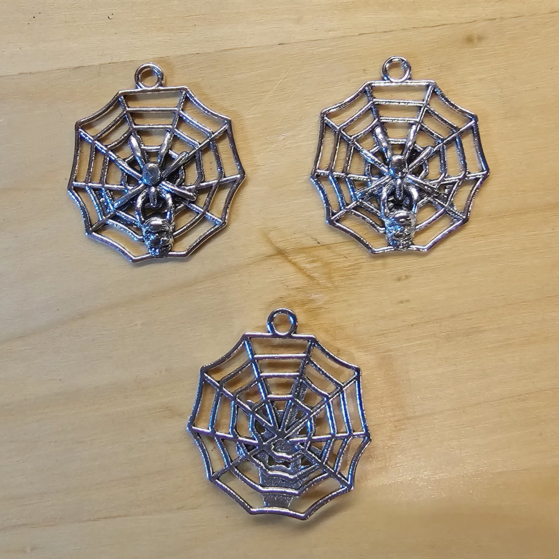 10 pcs Spider Spiderweb Silver Tone Charms, Charm #CM015