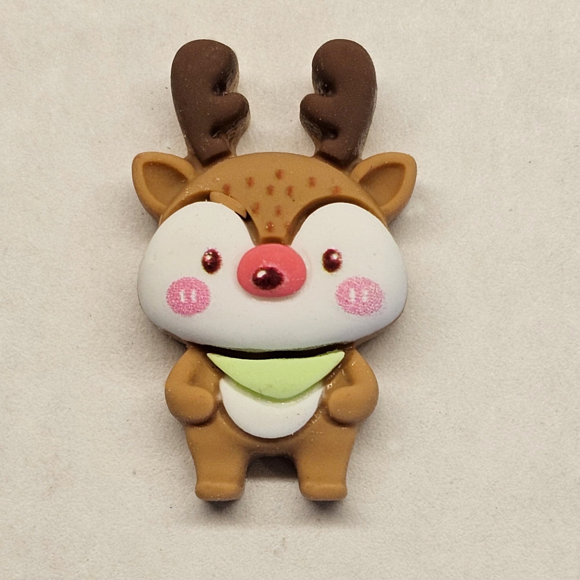 Resin Reindeer Christmas Cabochons Christmas Kawaii Flatback Deer Xmas Holiday 4 pcs #CAB007-A