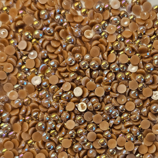 AB Flat Back Faux Half Pearls Coffee Brown 4 mm 500pcs/1000pcs/2000pcs