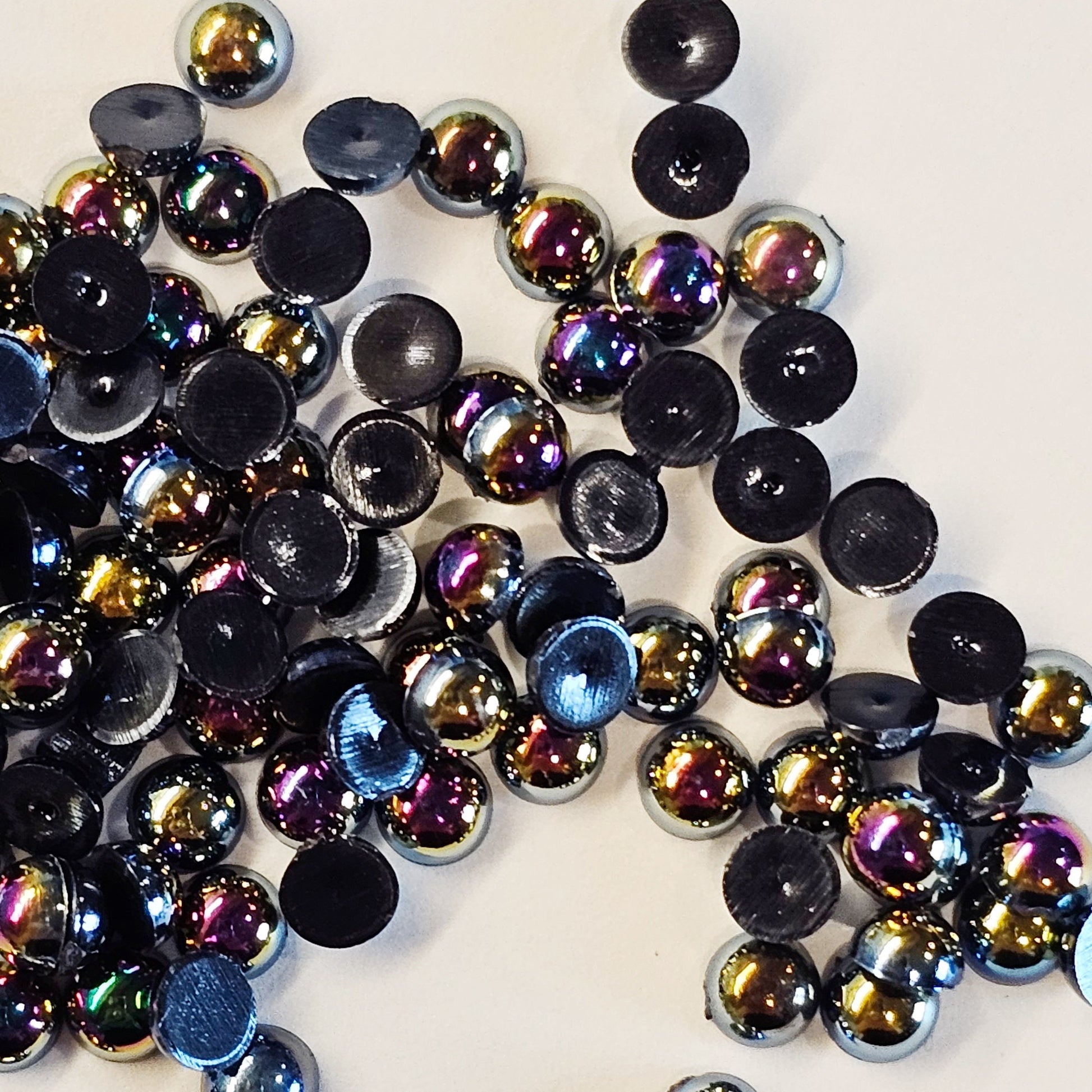 AB Flat Back Faux Half Pearls Black 8 mm 100pcs/200pcs/400pcs