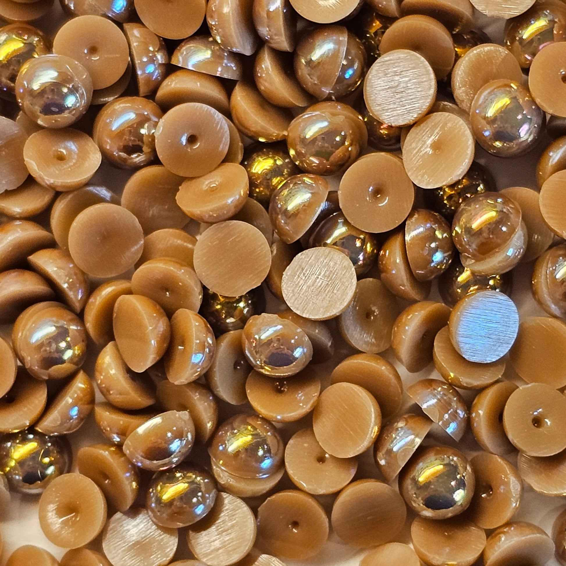 AB Flat Back Faux Half Pearls Coffee Brown 10 mm 100pcs/200pcs/400pcs
