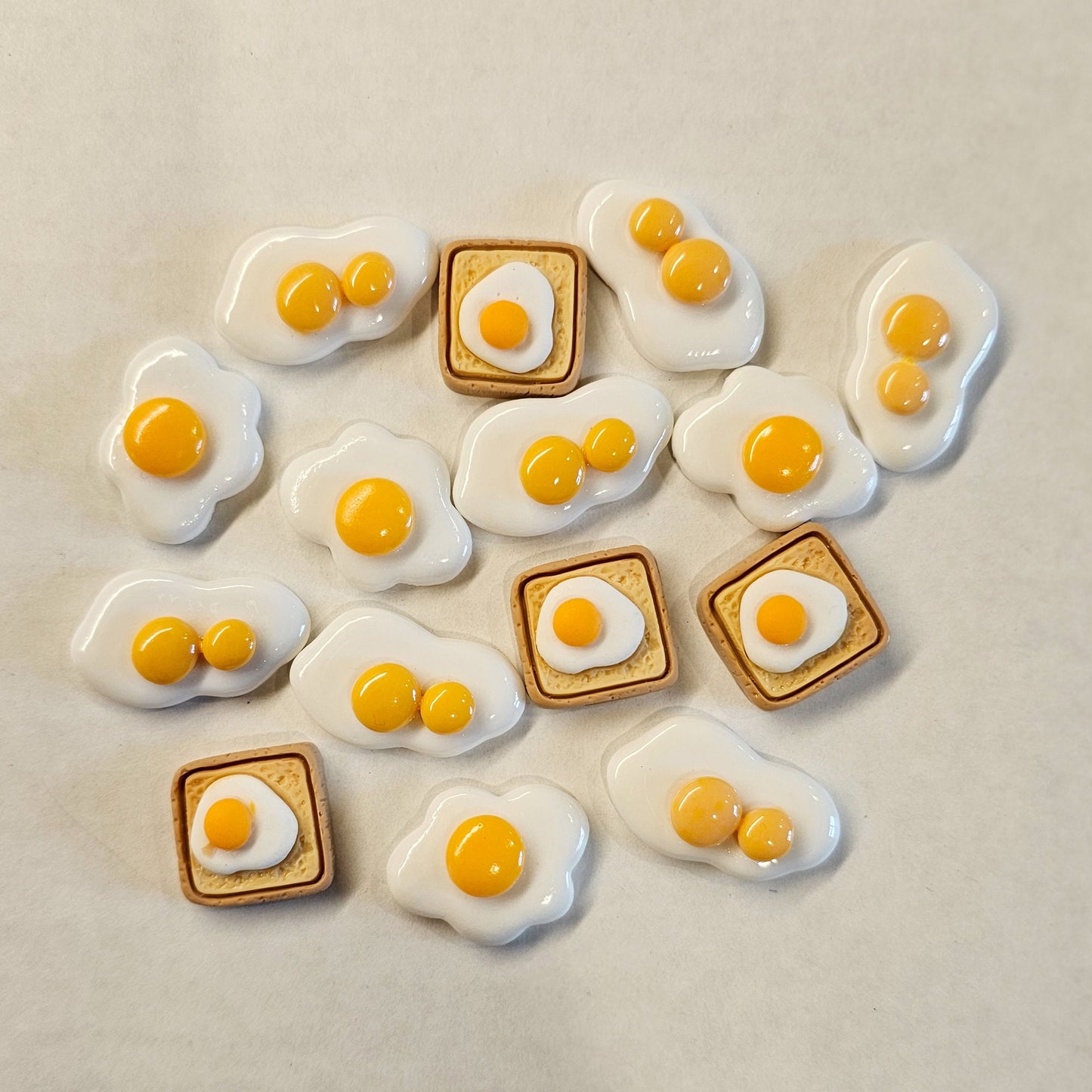 3 Pcs Miniature Food Toast Sunny Side Up Fried Egg Bread Sandwich Resin Flat Back #CAB051