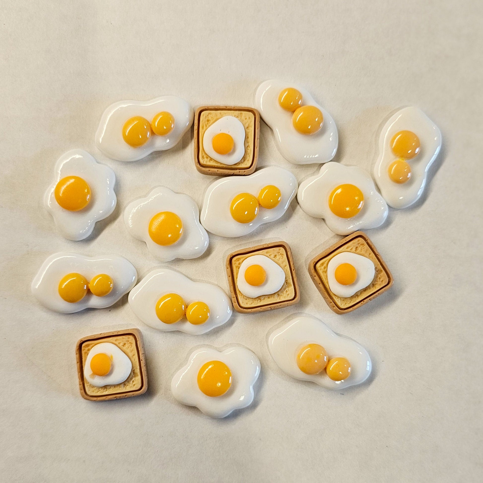 3 Pcs Miniature Food Toast Sunny Side Up Fried Egg Bread Sandwich Resin Flat Back #CAB051