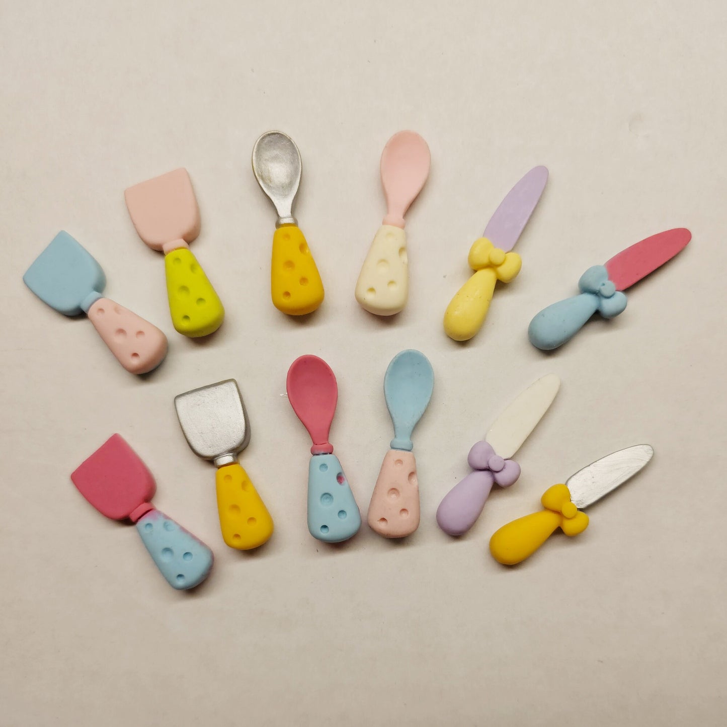 3 Pcs Cutlery Tableware Cabochons Resin Flat Back Knife Spoon spatula #CAB062