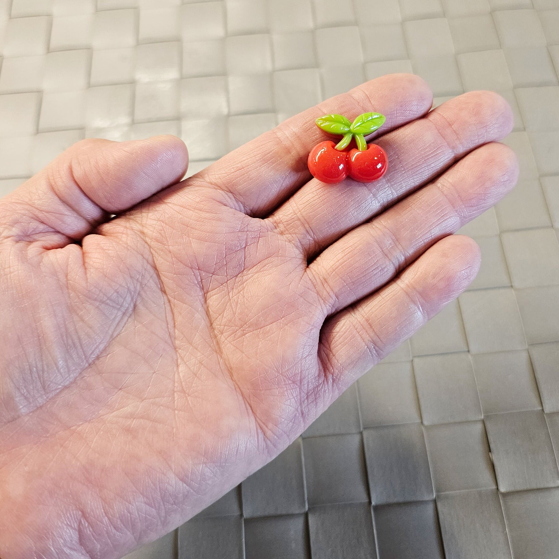 5/10/25 pcs Red Cherry Cabochons Flat Back Resin Fruit #CAB033
