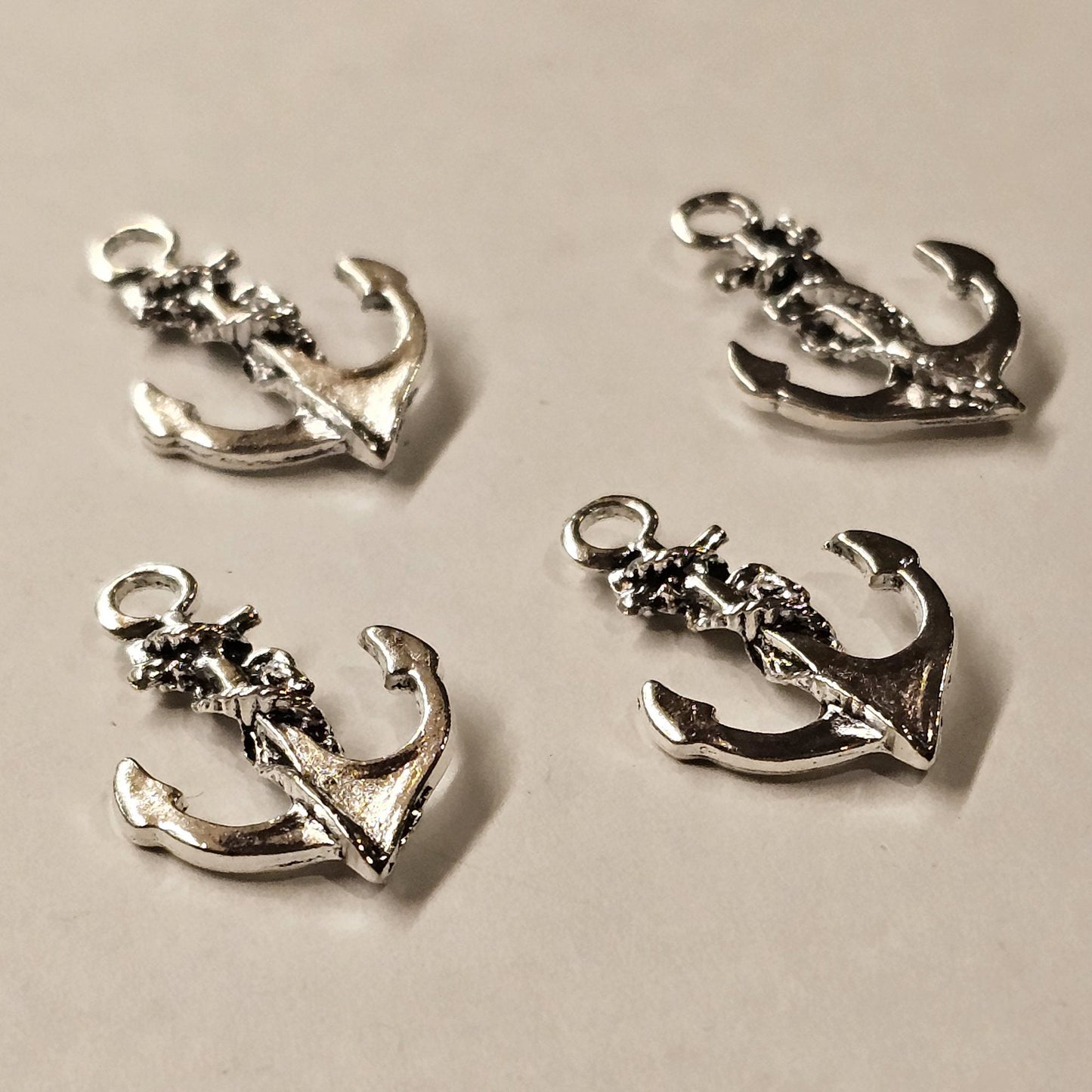 4 Pcs Anchor Rope Silver Tone Charms, Charm #CM019