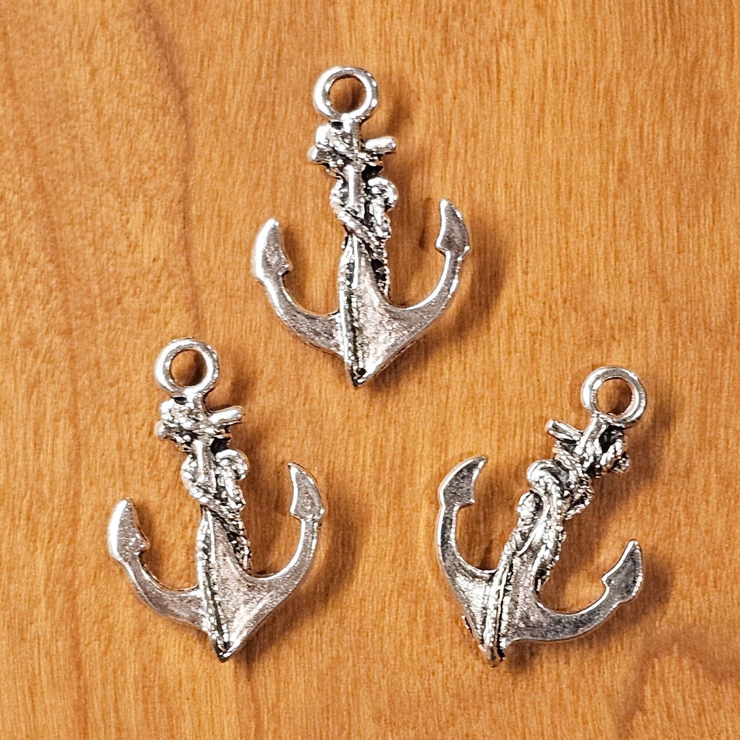 4 Pcs Anchor Rope Silver Tone Charms, Charm #CM019