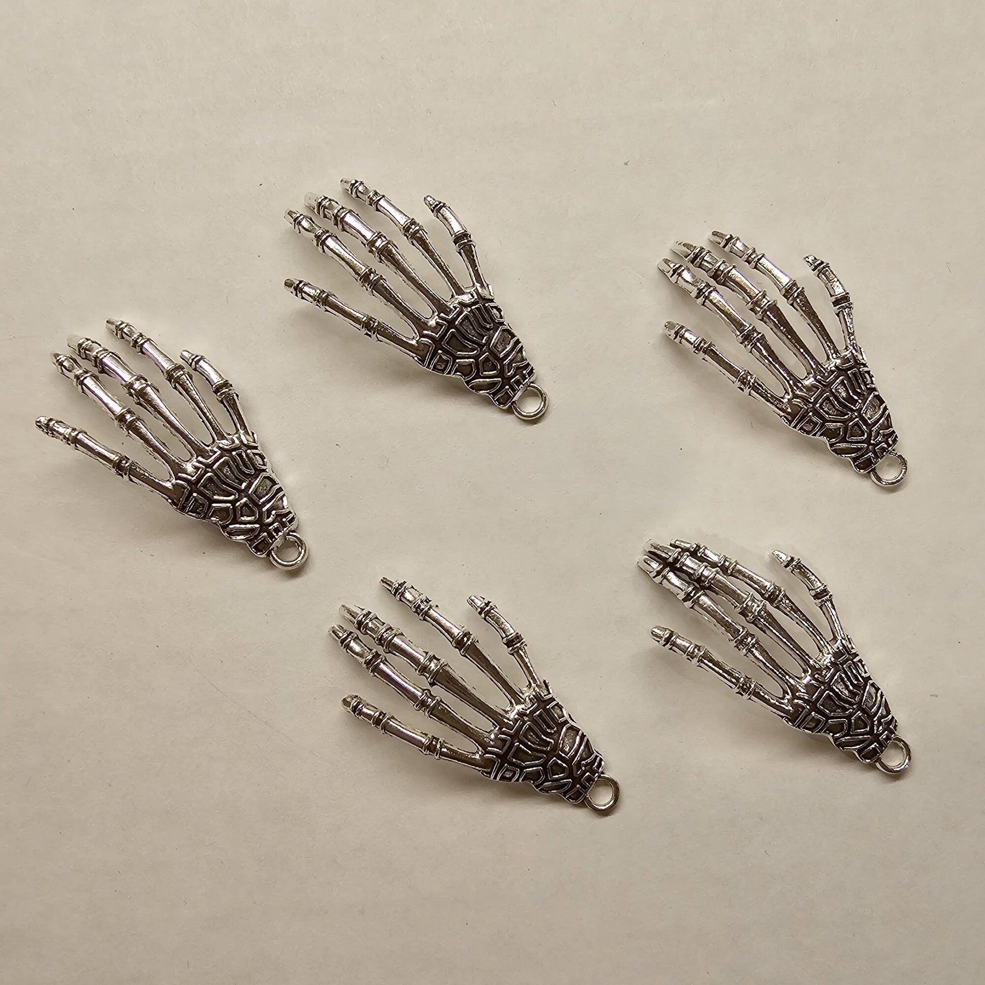 2/10 Pcs Skeleton Hand Silver Tone Charms, Charm #CM014