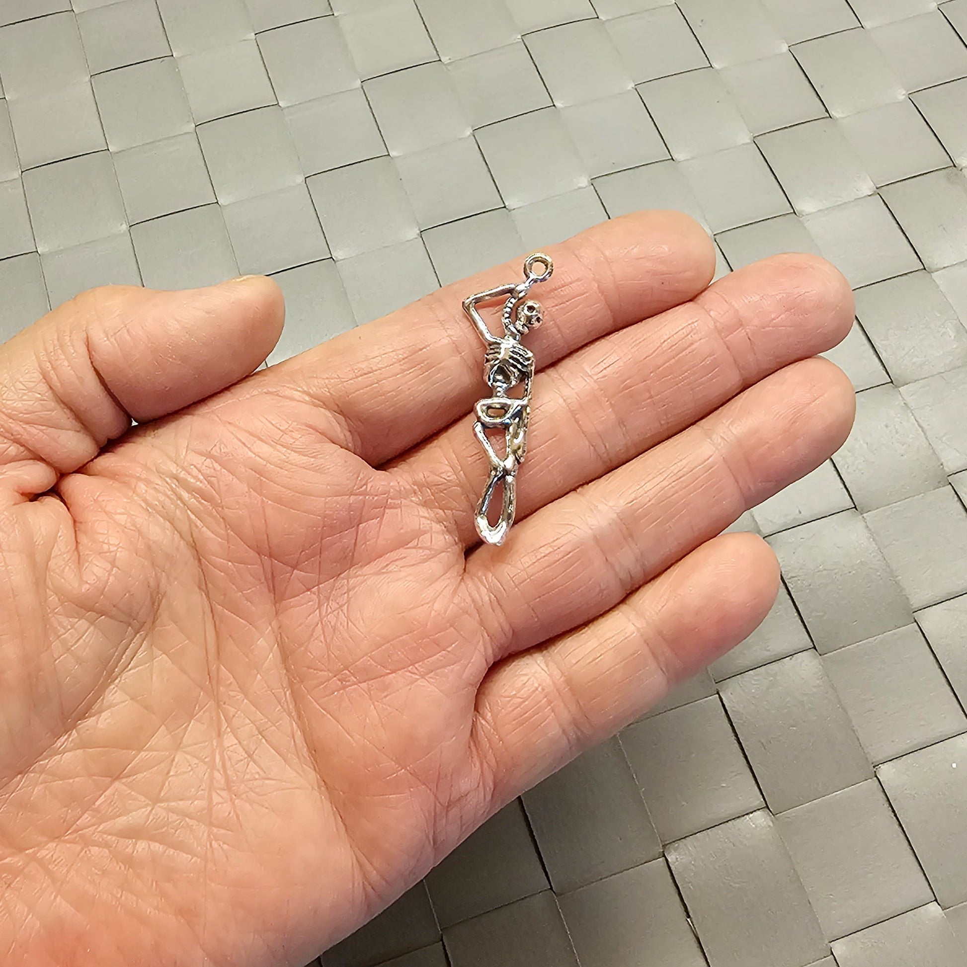 5/10/25 Pcs Skeleton Silver Tone Charms #CM016