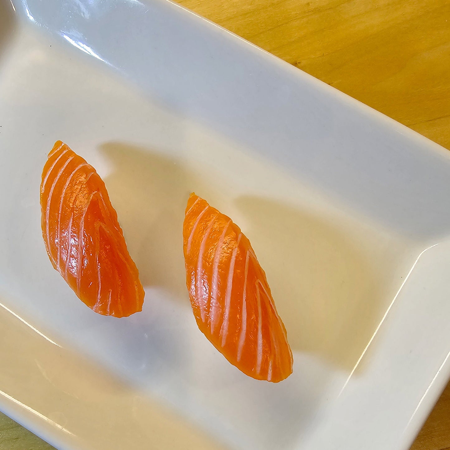 2 Pcs Fake Sushi Artificial Japanese Sushi Polymer Clay Food Salmon #CAB078