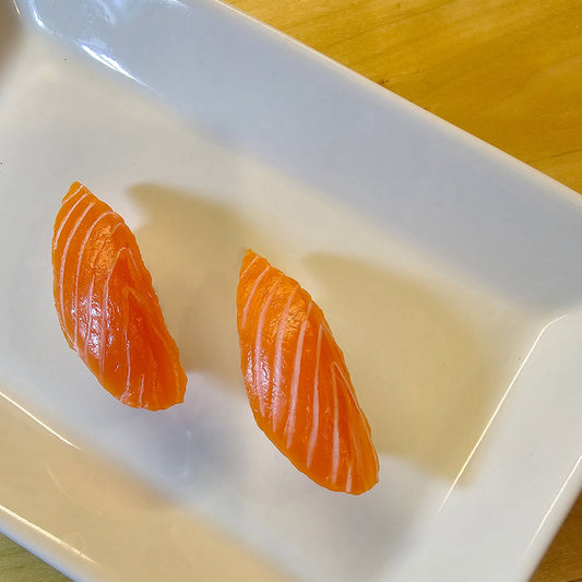 2 Pcs Fake Sushi Artificial Japanese Sushi Polymer Clay Food Salmon #CAB078