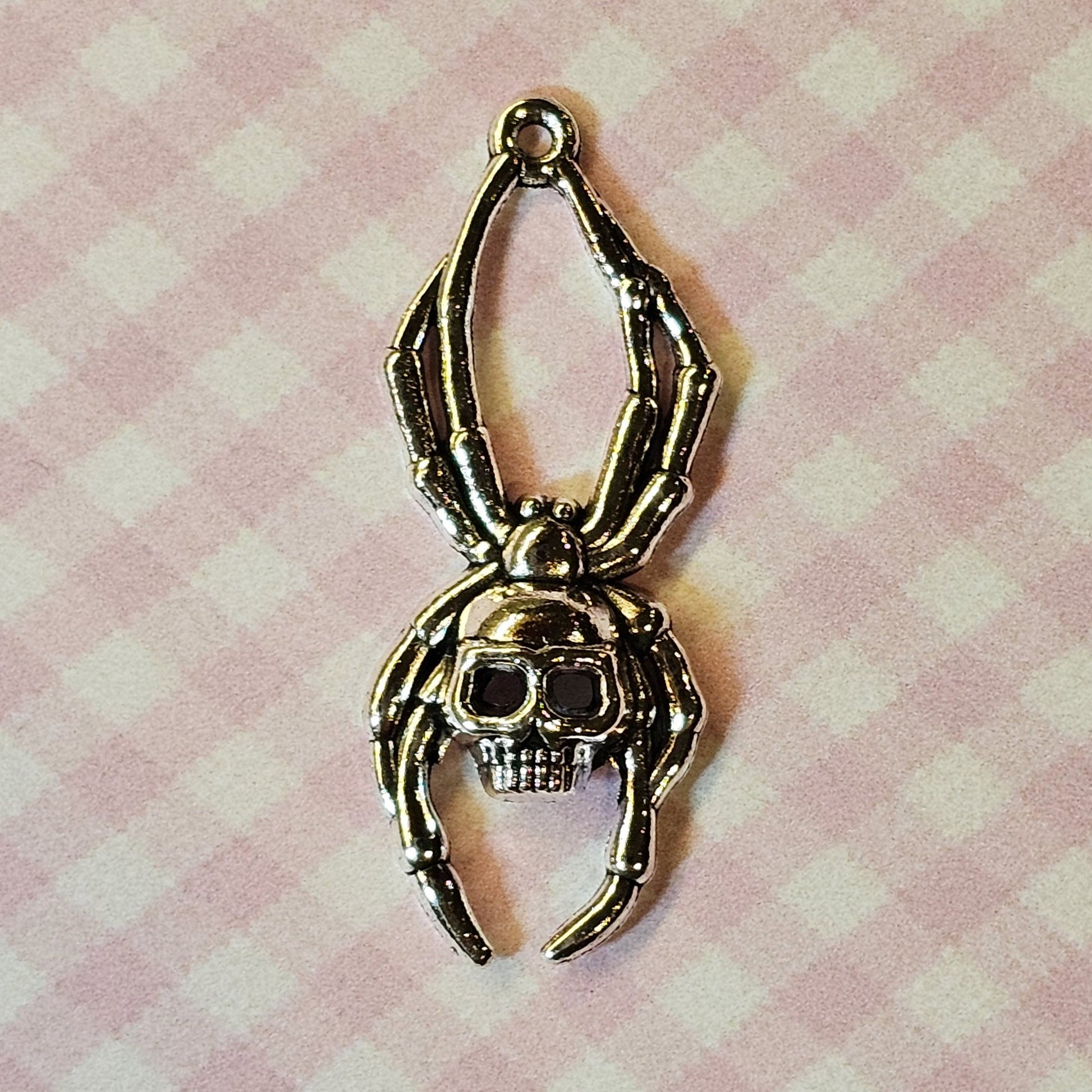 3/10/25 Pcs Silver Tone Skull Spider Charms #CM010
