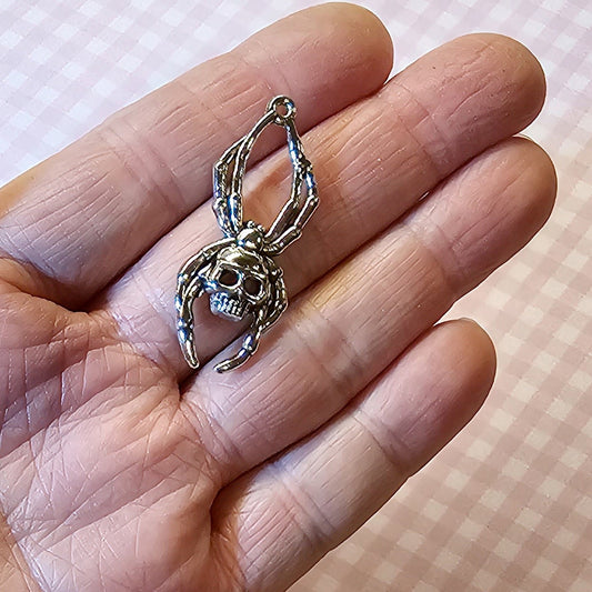 3/10/25 Pcs Silver Tone Skull Spider Charms #CM010