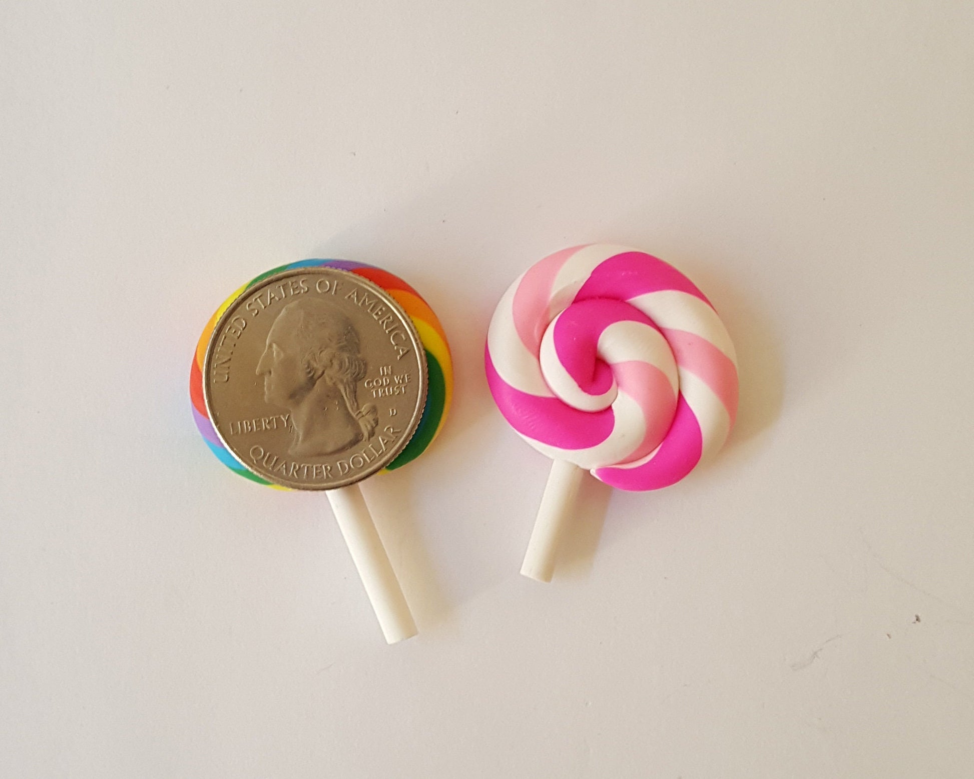 4/10 Pcs Kawaii Polymer Clay Swirl Colorful Lollipop Deco DIY Craft Cabochon