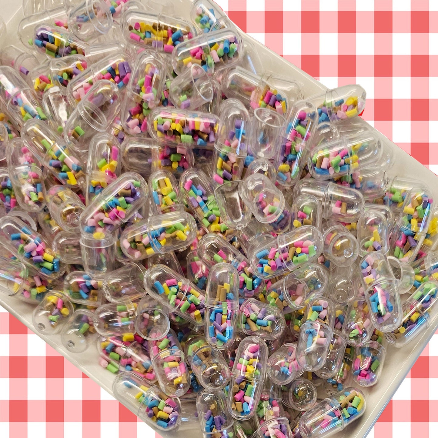 Chill Pills Sprinkle Filled Cabochons Plastic capsule 10/30/50 #CAB053