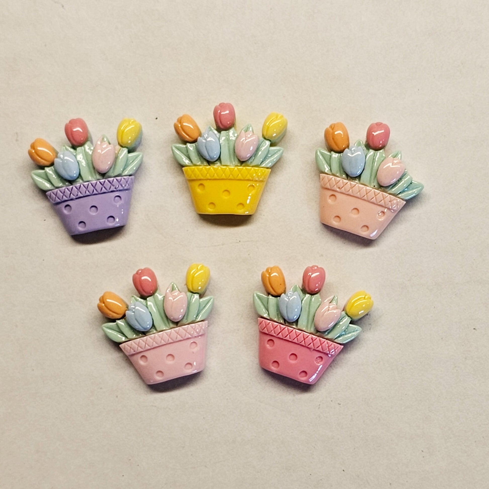 5/15 Pcs Flower Pots Cabochons Resin Flatback Deco #CAB046