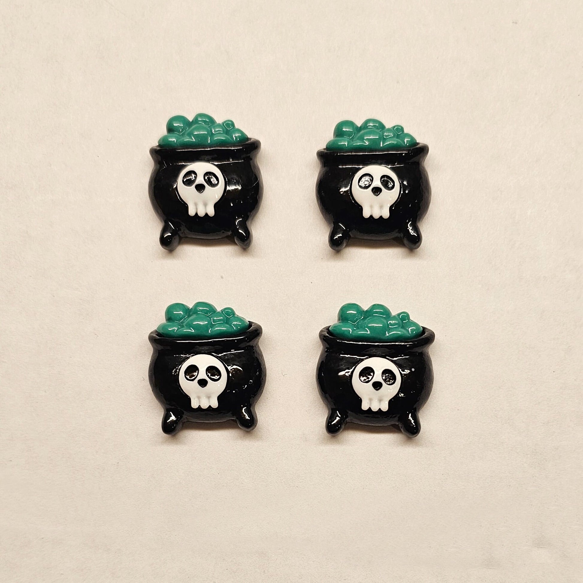 4/10/25 Pcs Halloween Opaque Resin Cabochons, Black Cauldron Flatback #CAB039