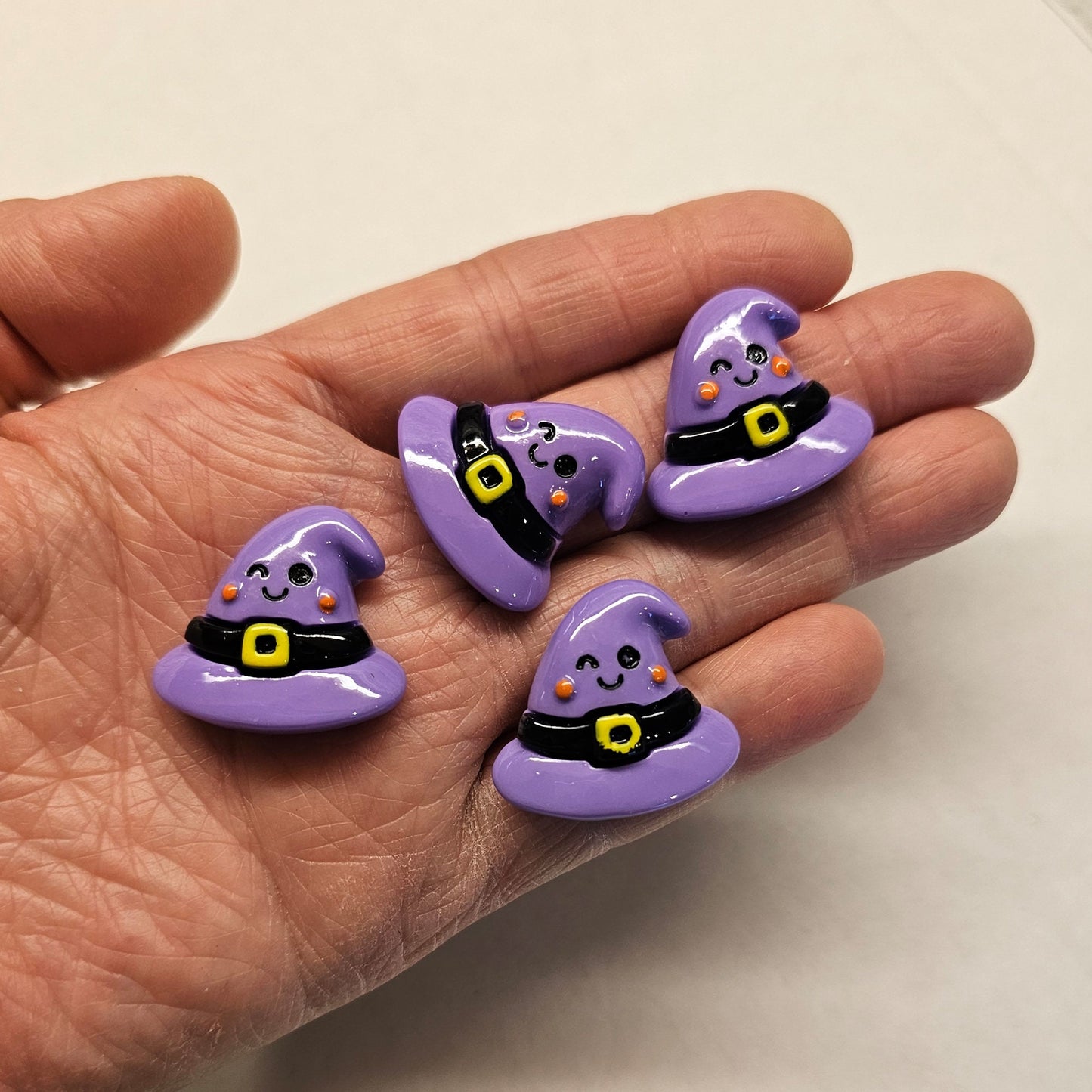 4/10/25 Pcs Purple Witch Hat Cabochons Resin Halloween Cabochons Flatback #CAB040