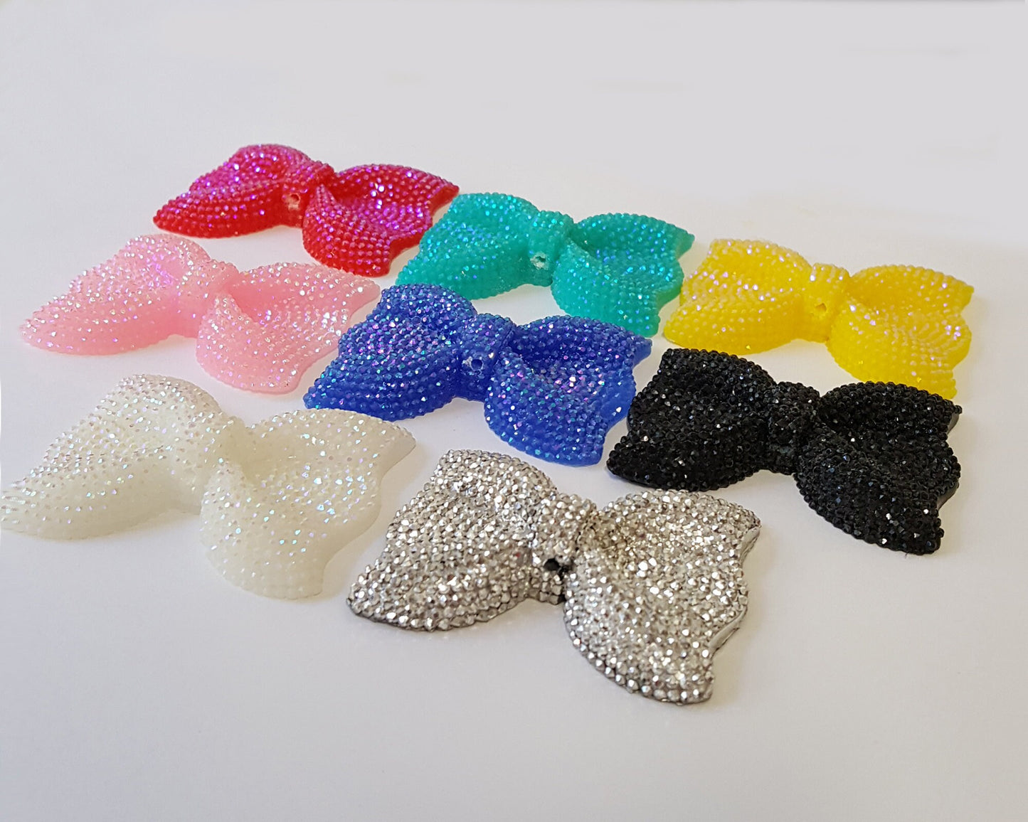 Large Rhinestone Bow Bead Kawaii Cabochon Resin Flatback Bow 54mm X 40mm 1/5/10 pcs