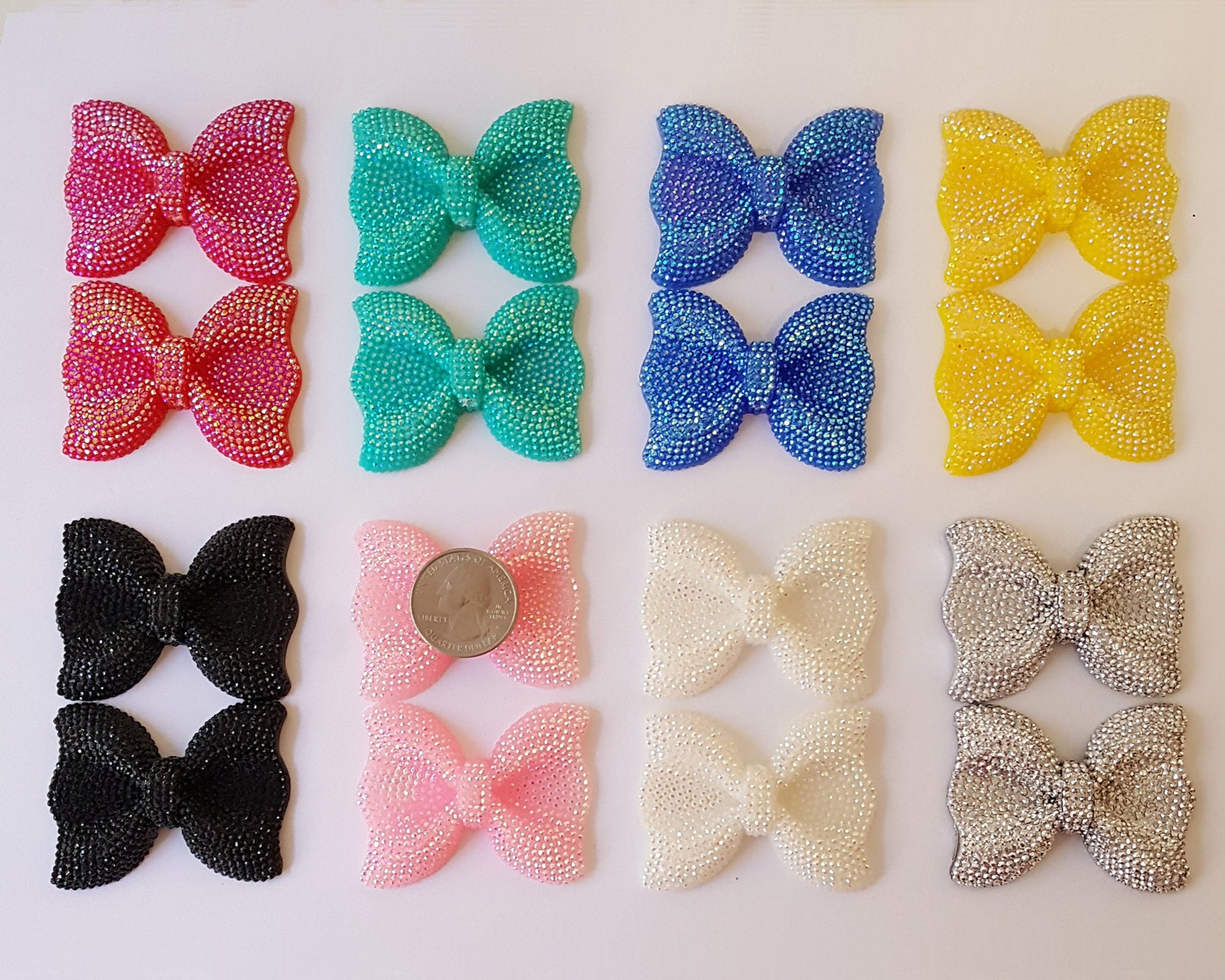 Large Rhinestone Bow Bead Kawaii Cabochon Resin Flatback Bow 54mm X 40mm 1/5/10 pcs