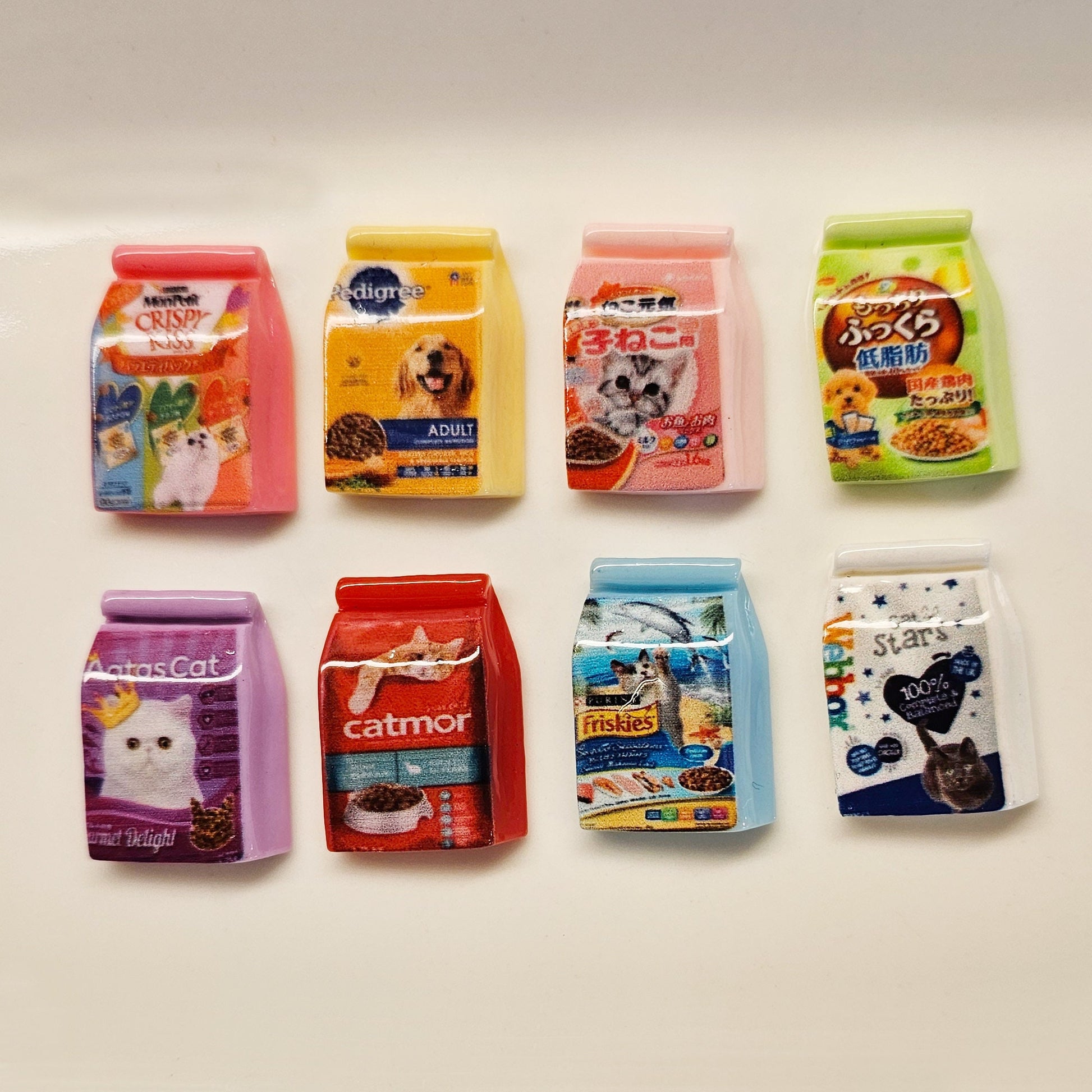 8 Pcs Pet Dog Food Cat Food Resin Charms Flatback Deco #CAB044