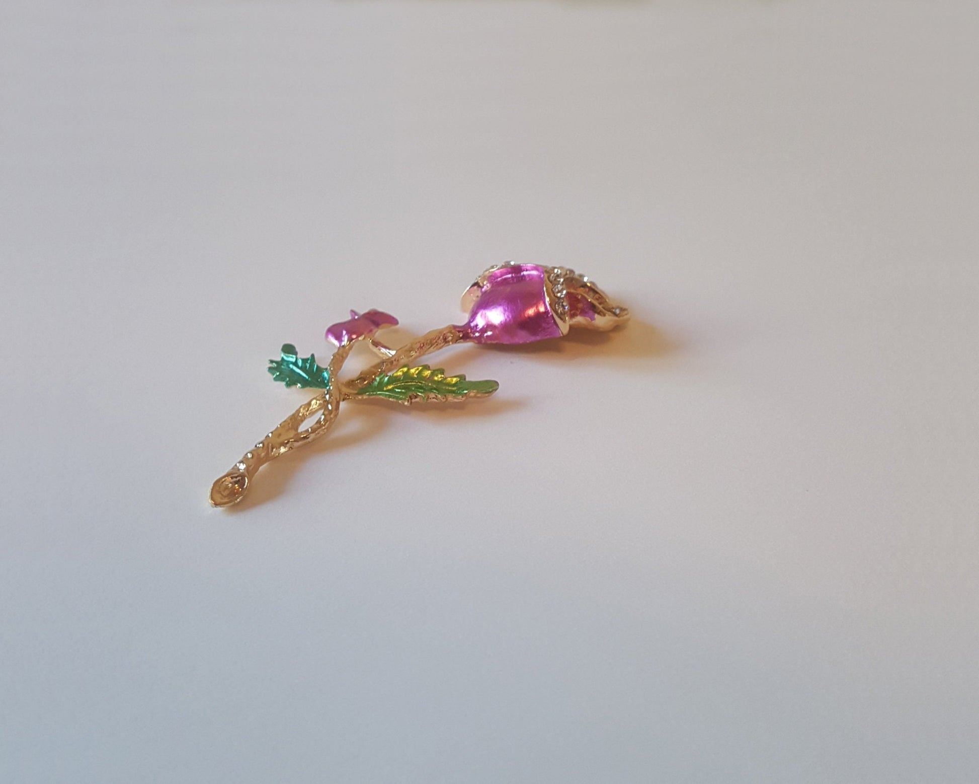 2 Pcs Rhinestone Gold Alloy Pink Rose Bling Gorgeous Luxury Sparkling Flower DIY 80mm X 35 mm