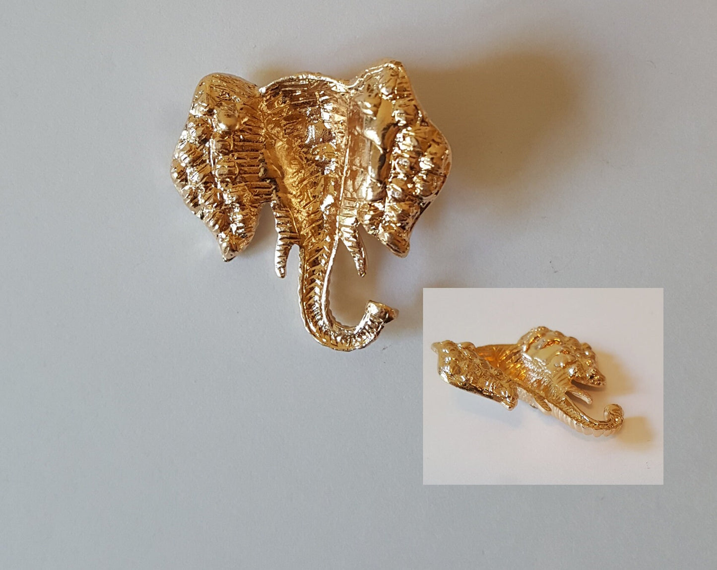 2 Pcs Rhinestone Elephant Alloy Gold Bling Gorgeous Luxury Sparkling Cabochon DIY 38mm X 38mm