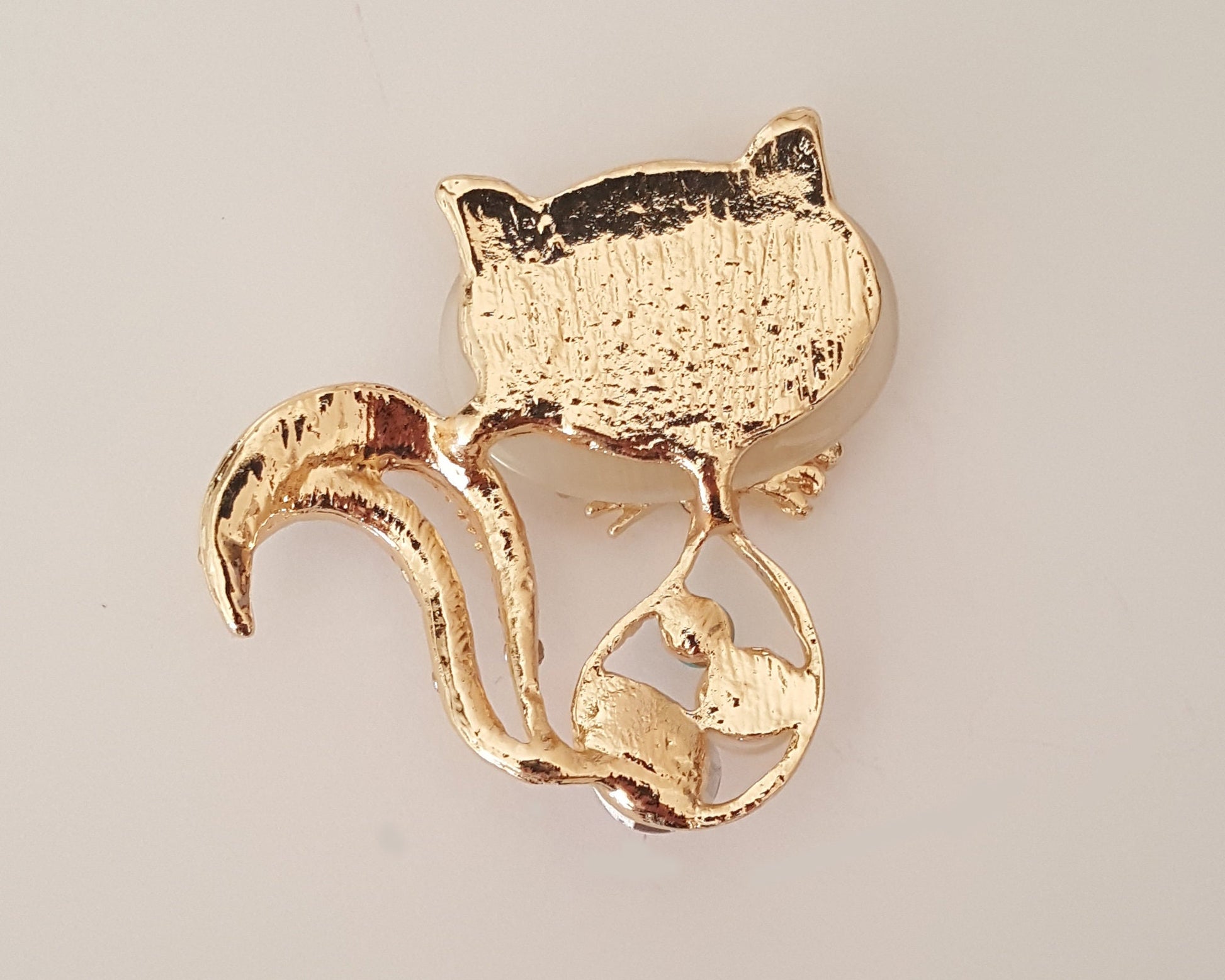 2 Pcs Rhinestone Cat Kitty Gold Alloy Bling Gorgeous Luxury Sparkling Cabochon DIY 40mm X 40 mm