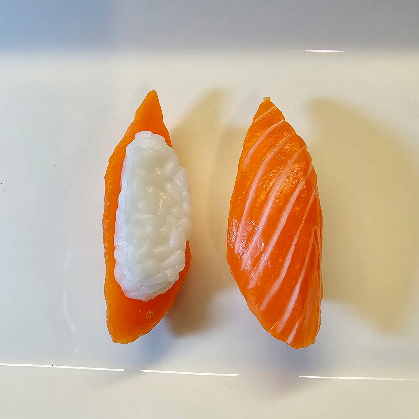 2 Pcs Fake Sushi Artificial Japanese Sushi Polymer Clay Food Salmon #CAB078