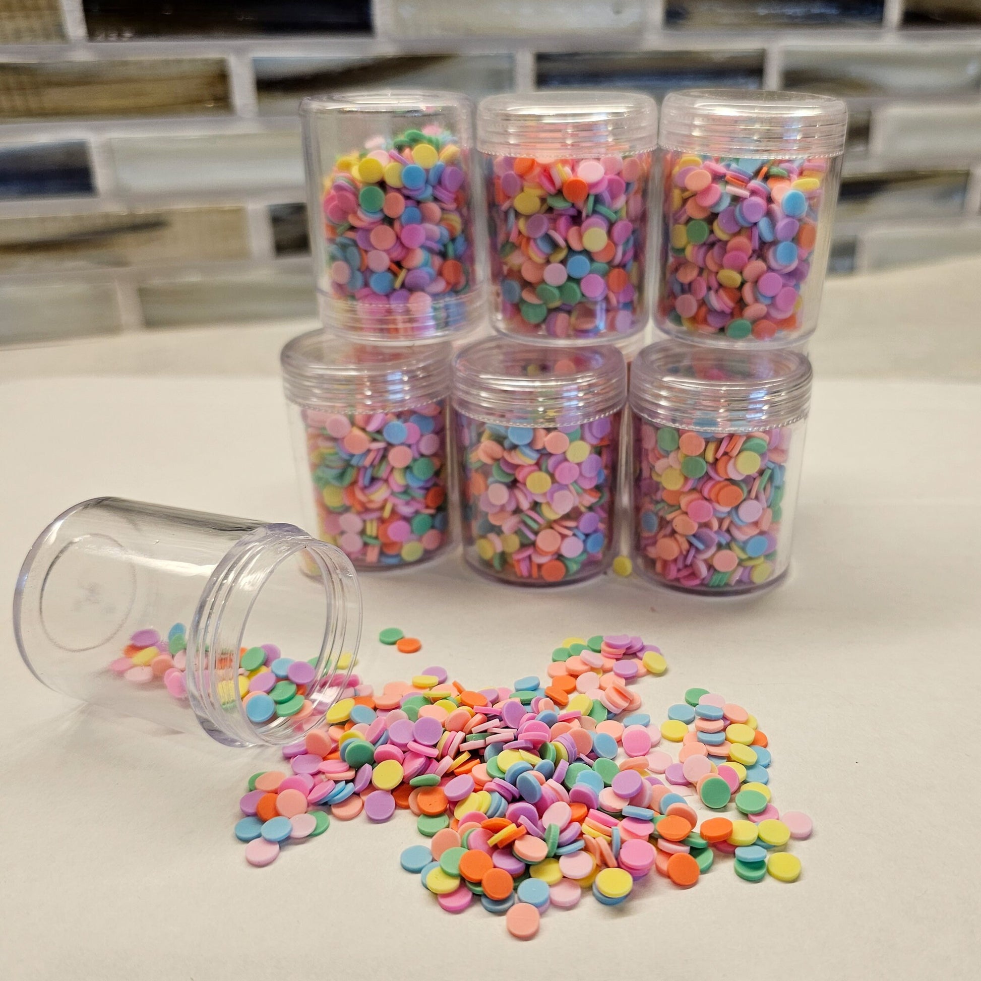 Pastel Polymer Clay Round Confetti Faux Fake Sprinkles 20 gram container #SK003