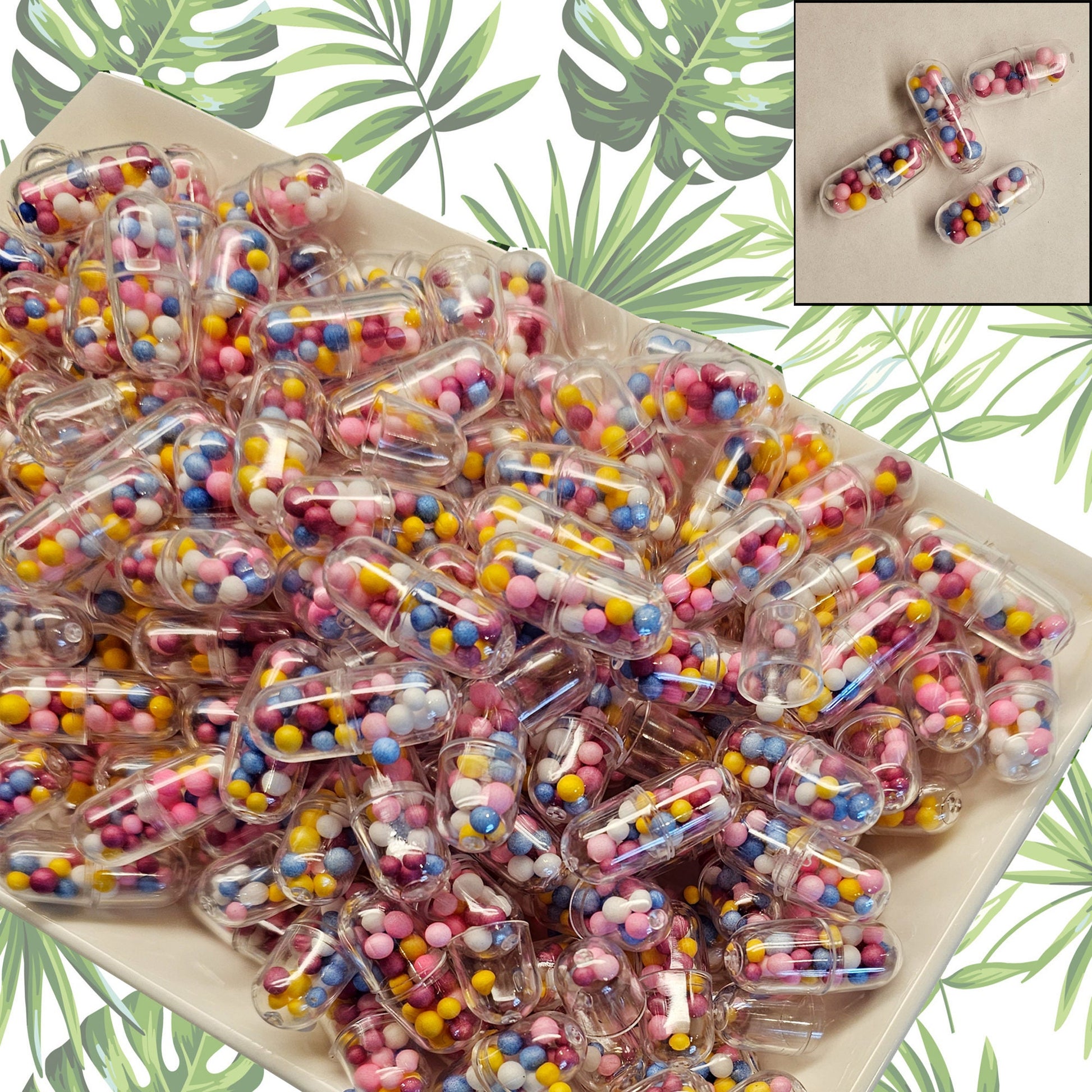 Chill Candy Filled Pills Cabochons, Cabochon Plastic capsule 10/30/50 #CAB054