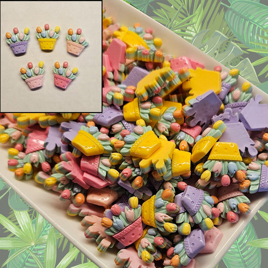 5/15 Pcs Flower Pots Cabochons Resin Flatback Deco #CAB046