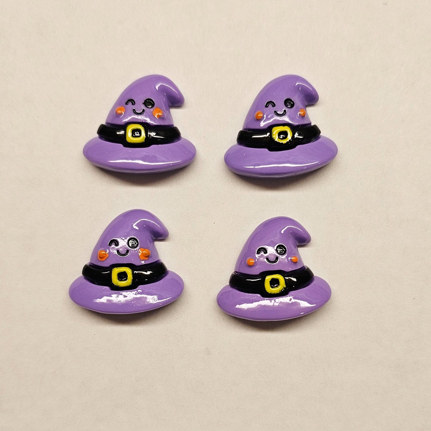 4/10/25 Pcs Purple Witch Hat Cabochons Resin Halloween Cabochons Flatback #CAB040
