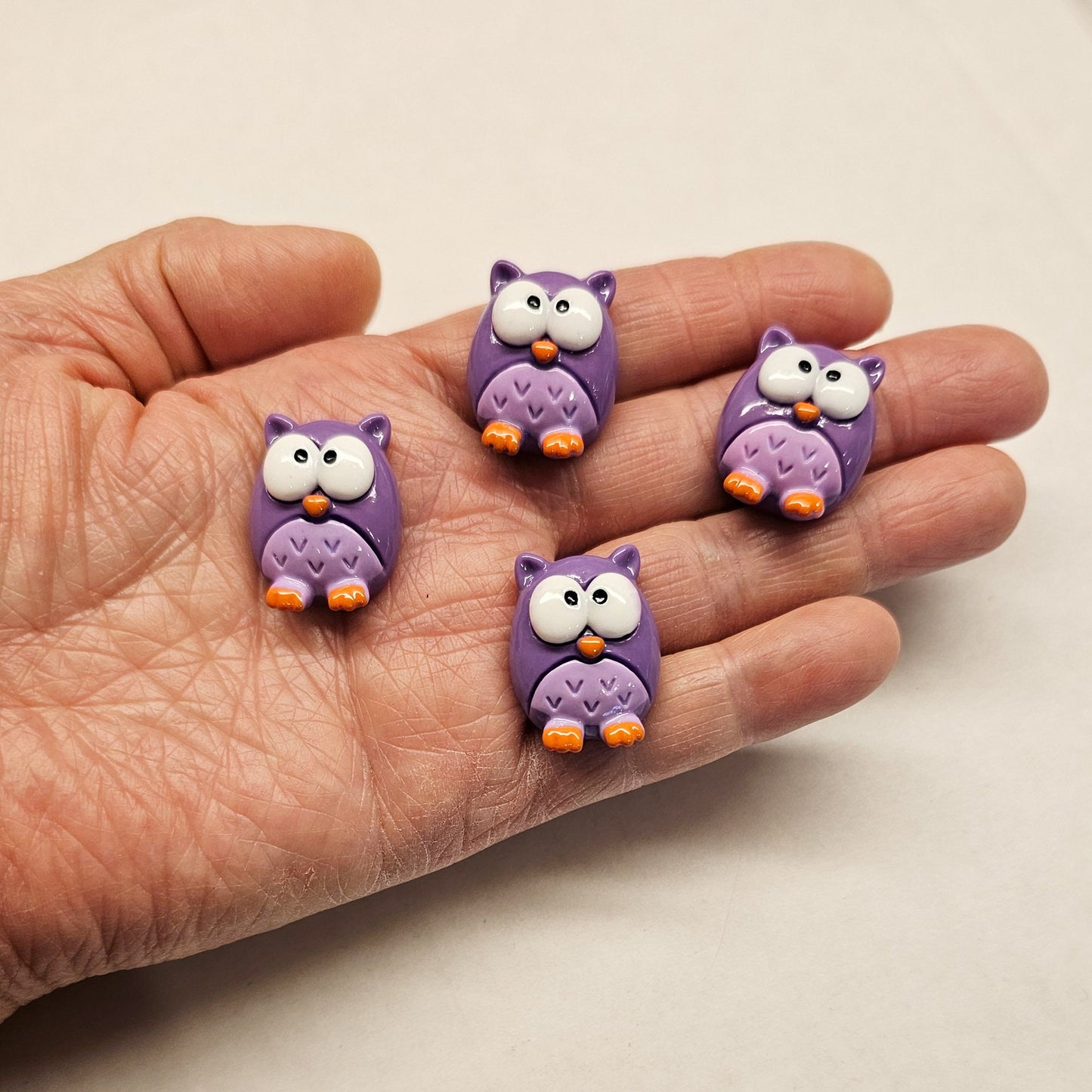 4/10/25 Pcs Purple Cabochons Spooky Owl Halloween Resin Deco Flatback #CAB037