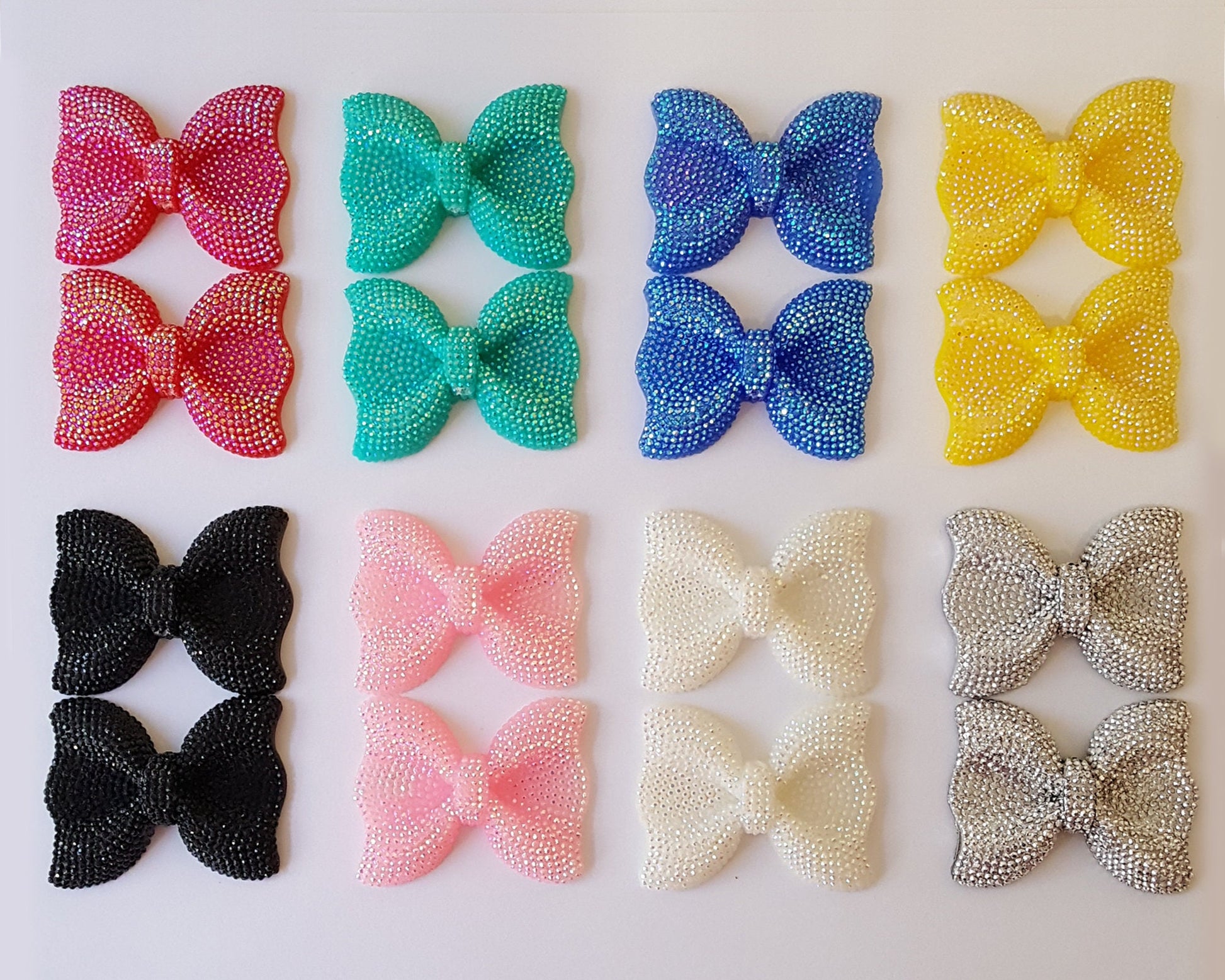 Large Rhinestone Bow Bead Kawaii Cabochon Resin Flatback Bow 54mm X 40mm 1/5/10 pcs