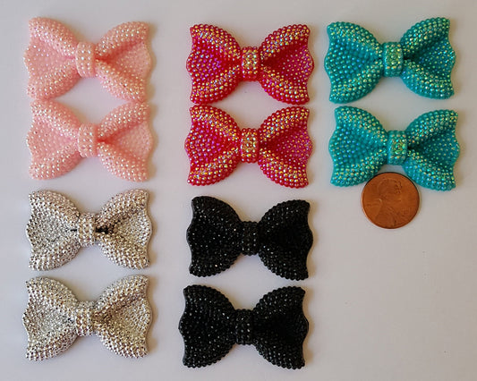 1/5/10 Pcs Rhinestone Bow Bead Kawaii Cabochon Resin Flatback Bow 40mm X 25mm
